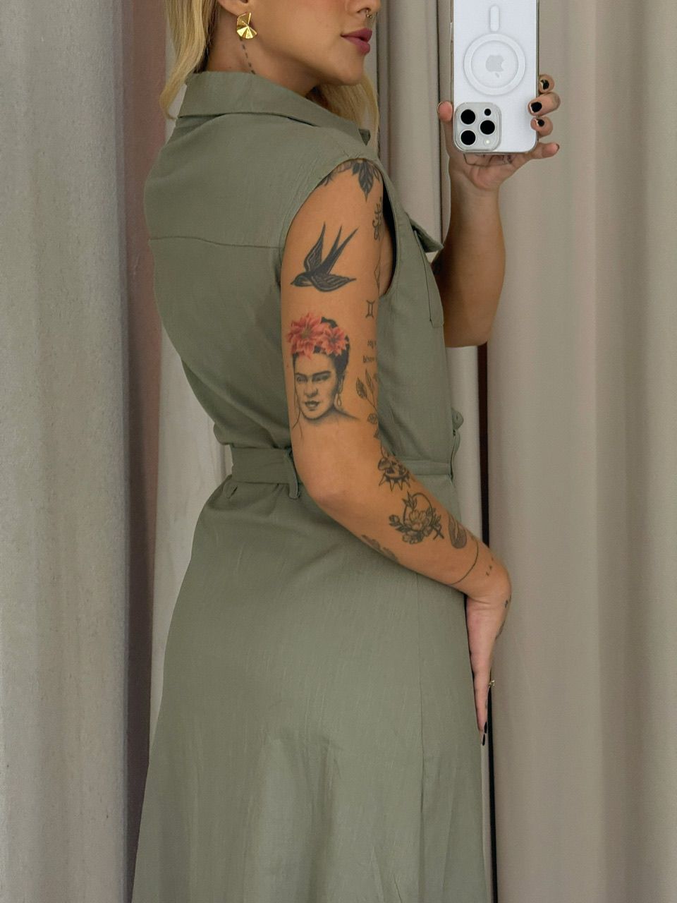VESTIDO THAMIRES BOTÕES OLIVA