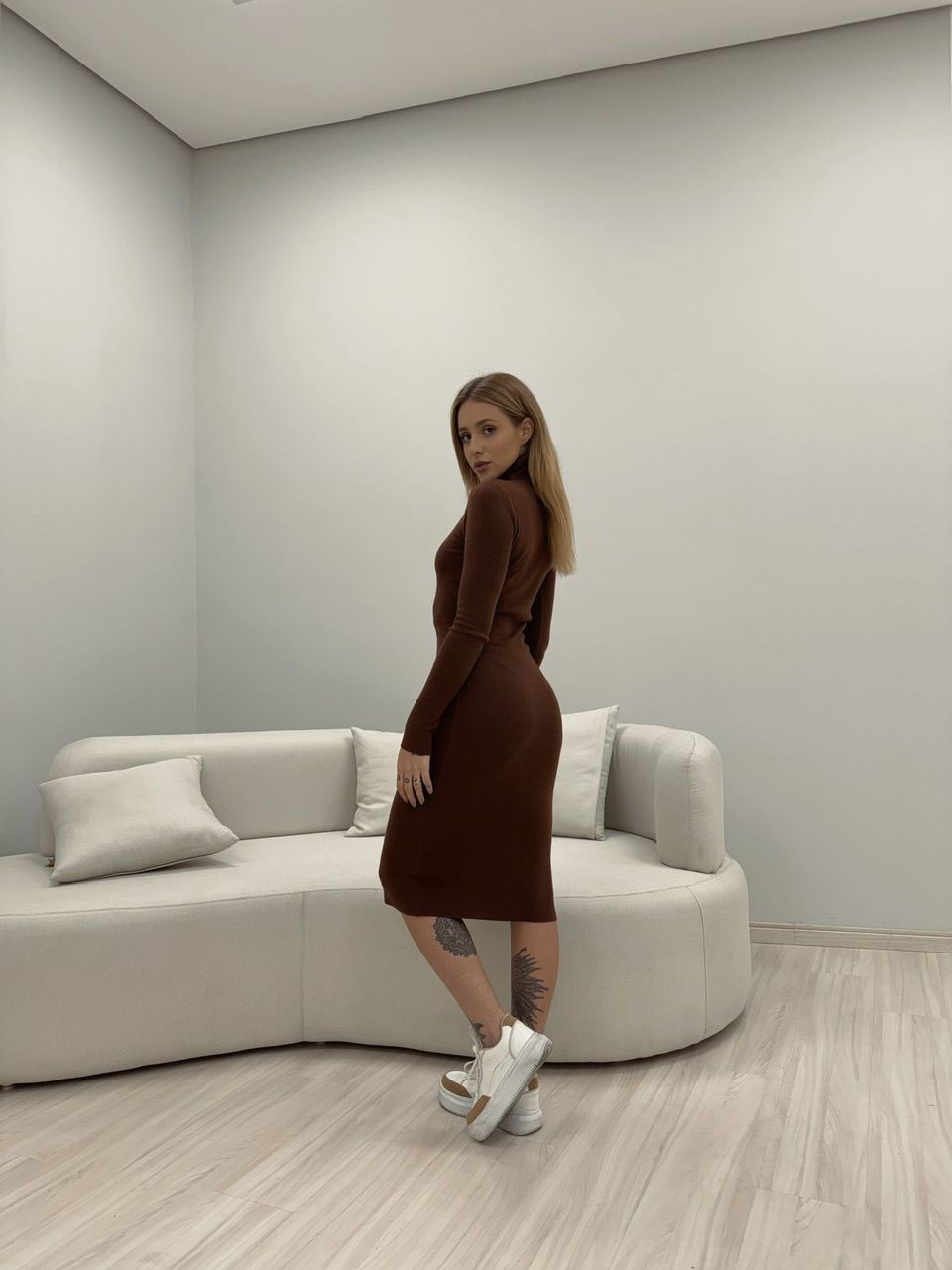 VESTIDO ÉRICA TRICOT MARROM