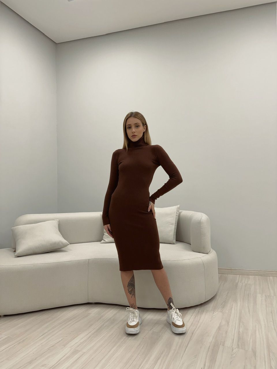 VESTIDO ÉRICA TRICOT MARROM