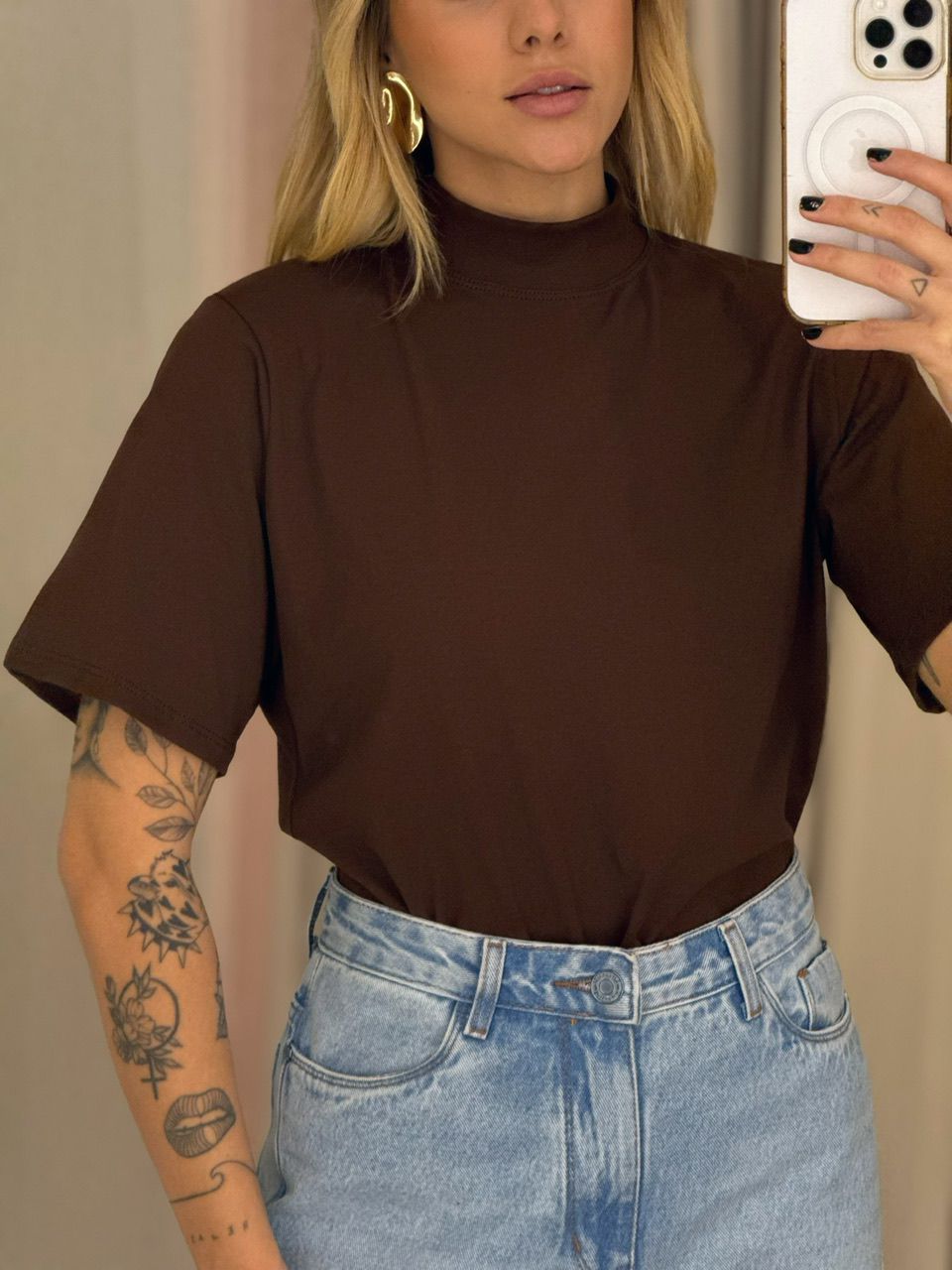 BLUSA AGNES GOLA MARROM