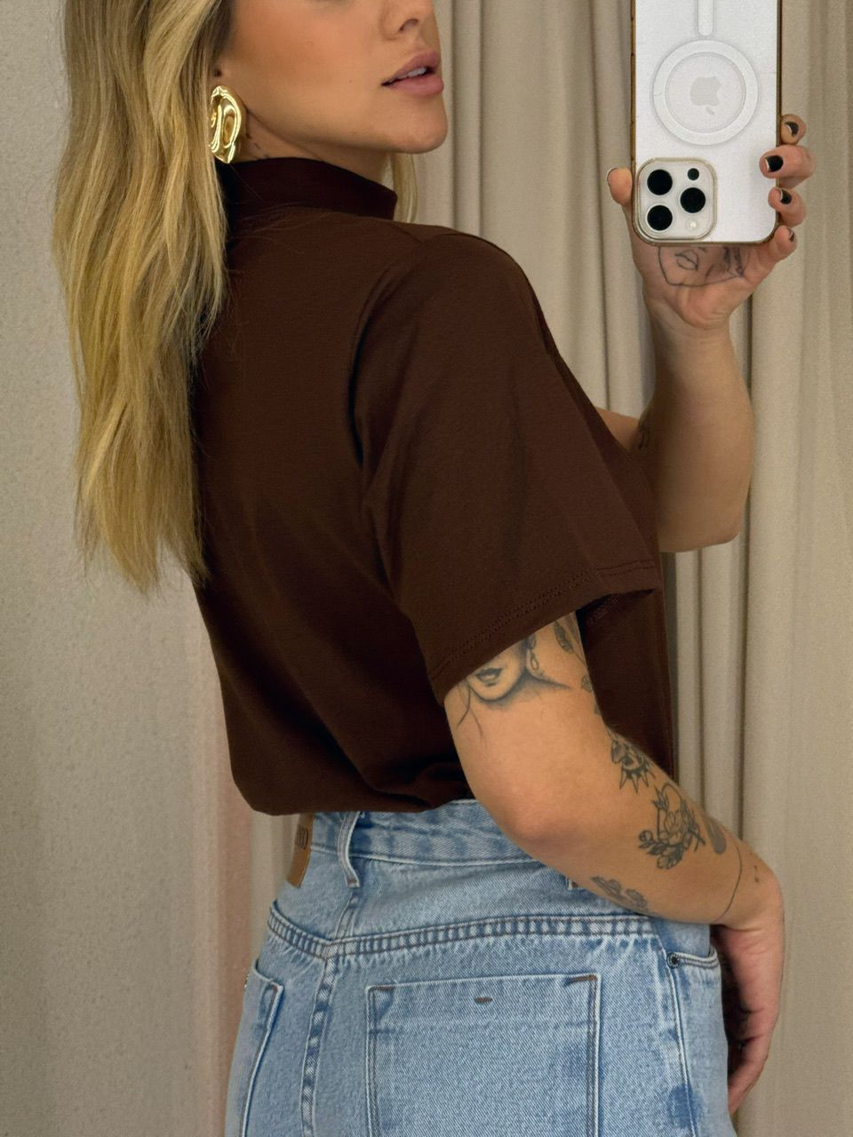 BLUSA AGNES GOLA MARROM