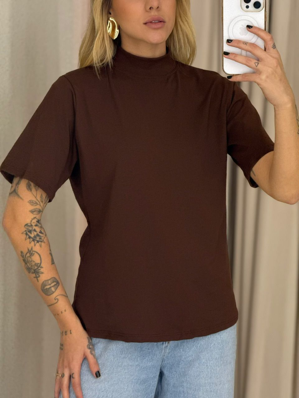 BLUSA AGNES GOLA MARROM
