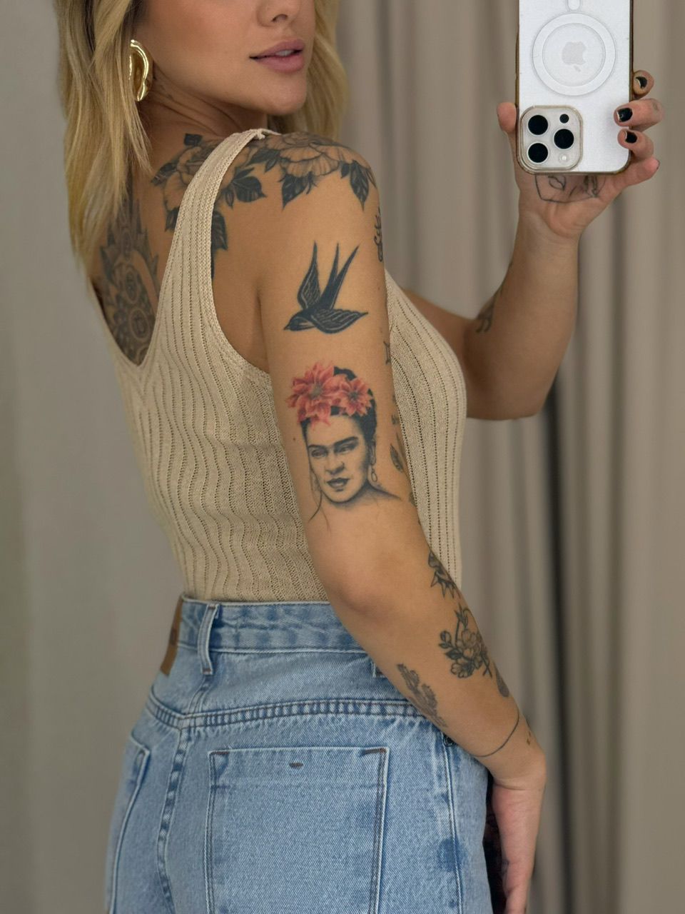 BLUSA ANAHI ALÇA TRICOT NUDE