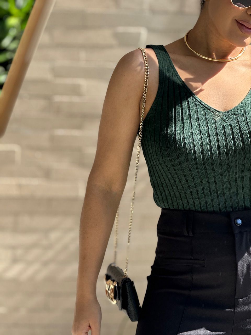 BLUSA ANAHI ALÇA TRICOT VERDE