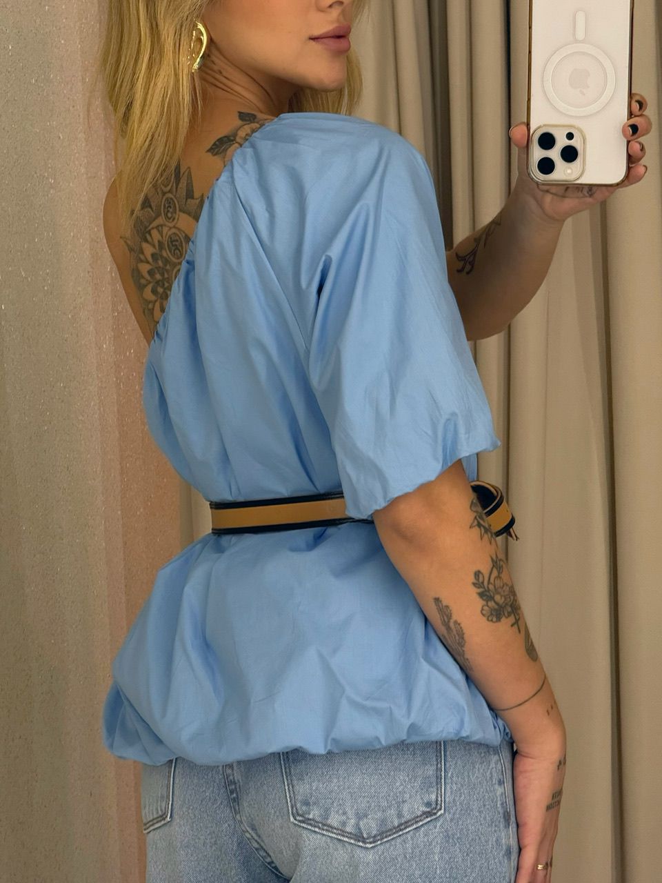 BLUSA VANESSA BALONÊ AZUL