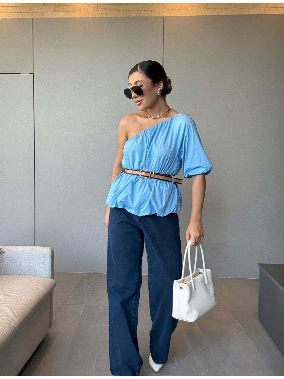 BLUSA VANESSA BALONÊ AZUL