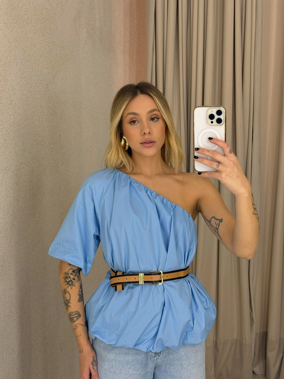 BLUSA VANESSA BALONÊ AZUL