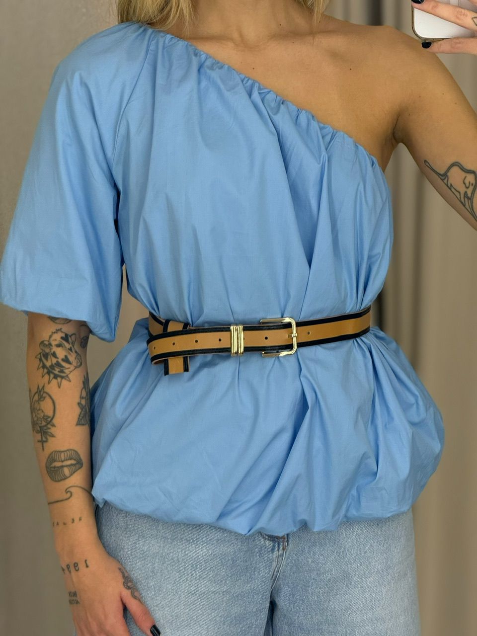 BLUSA VANESSA BALONÊ AZUL