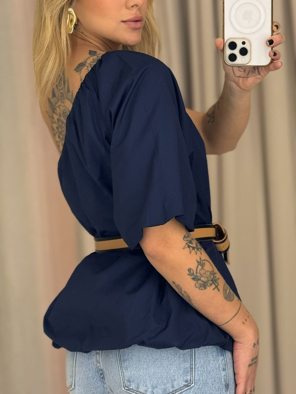 BLUSA VANESSA BALONÊ MARINHO