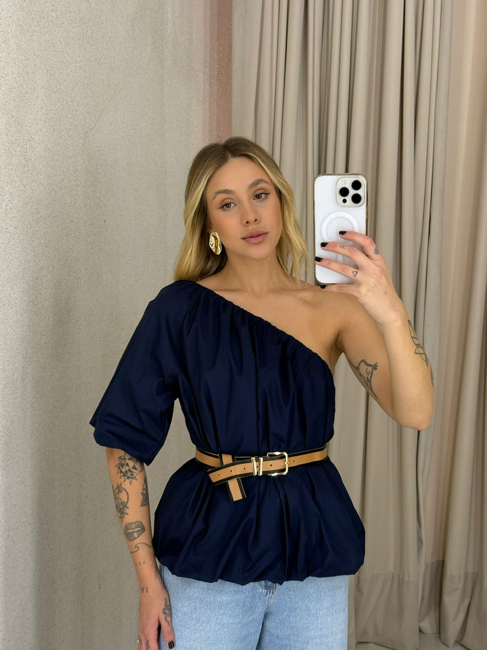 BLUSA VANESSA BALONÊ MARINHO