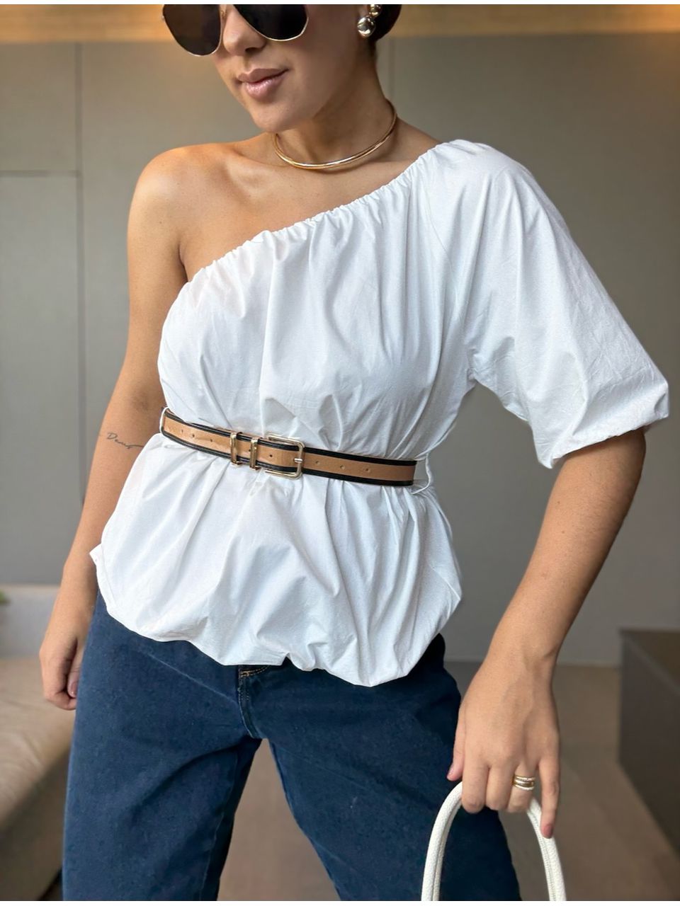 BLUSA VANESSA BALONÊ OFF - 0066060048 - CAROLLA FERRARO