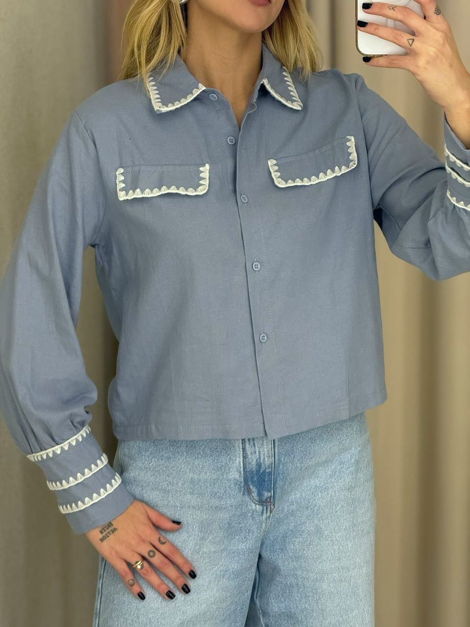 CAMISA ARIANE DETALHE AZUL