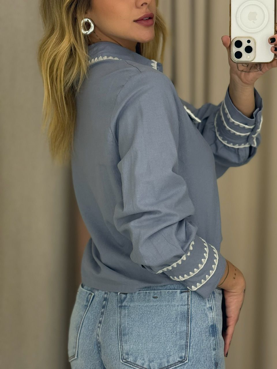CAMISA ARIANE DETALHE AZUL