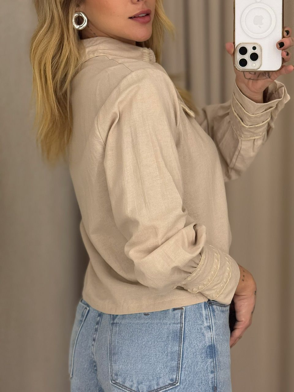 CAMISA ARIANE DETALHE NUDE