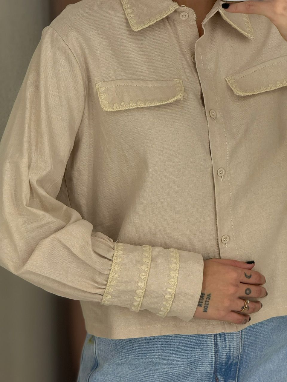 CAMISA ARIANE DETALHE NUDE