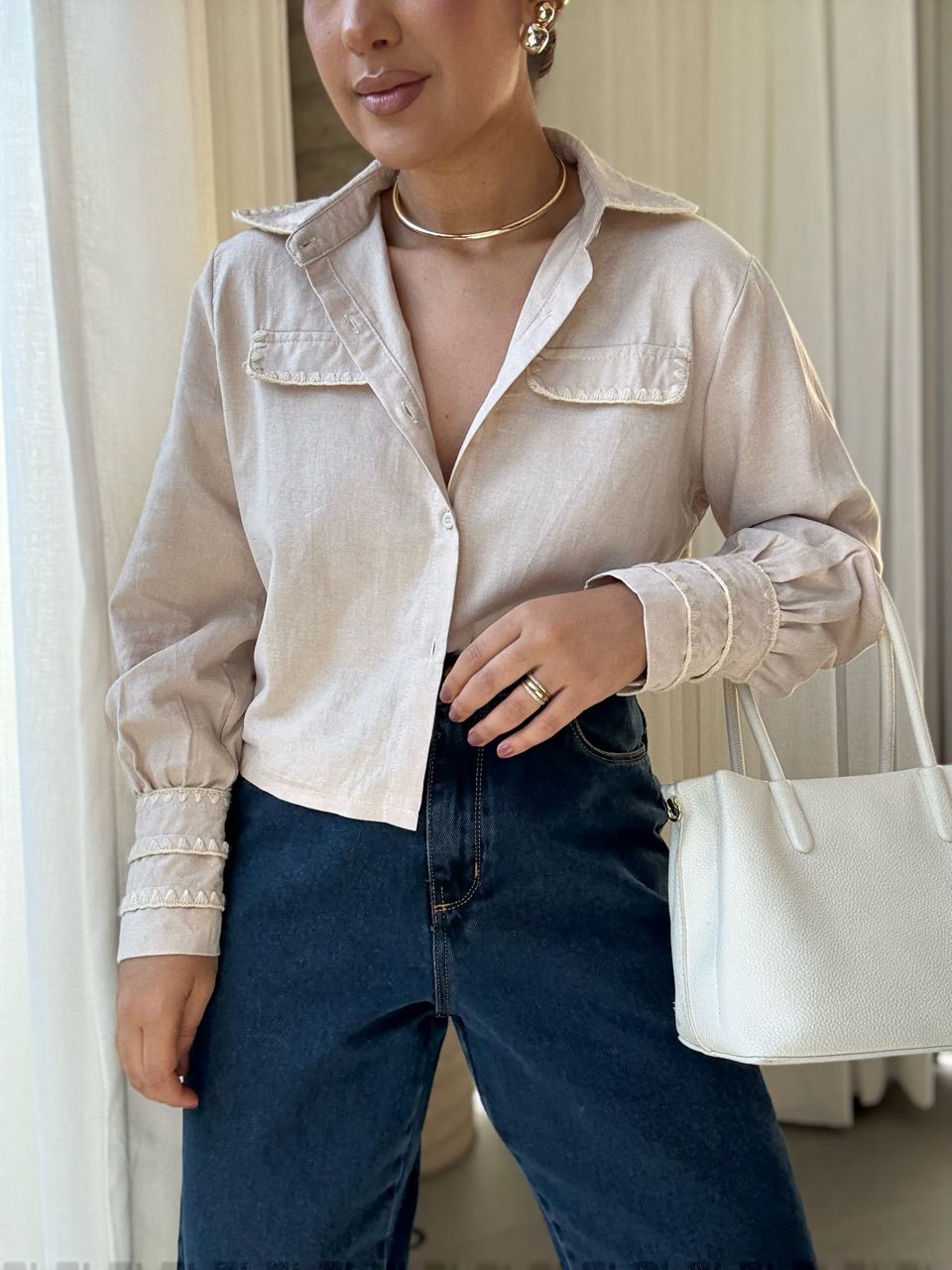 CAMISA ARIANE DETALHE NUDE