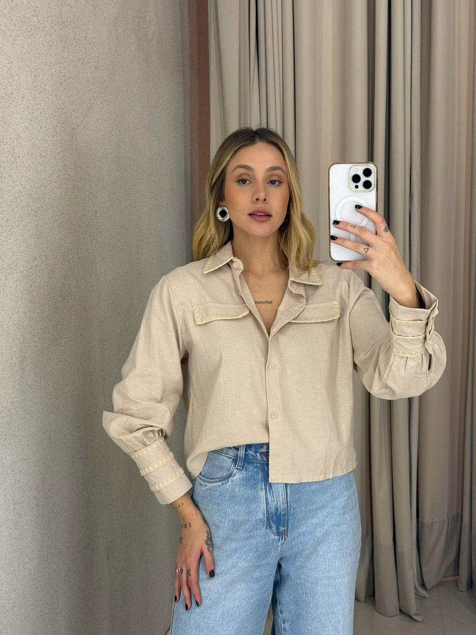 CAMISA ARIANE DETALHE NUDE