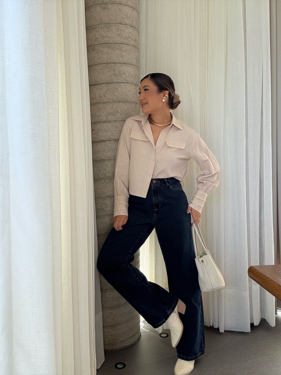 CAMISA ARIANE DETALHE NUDE