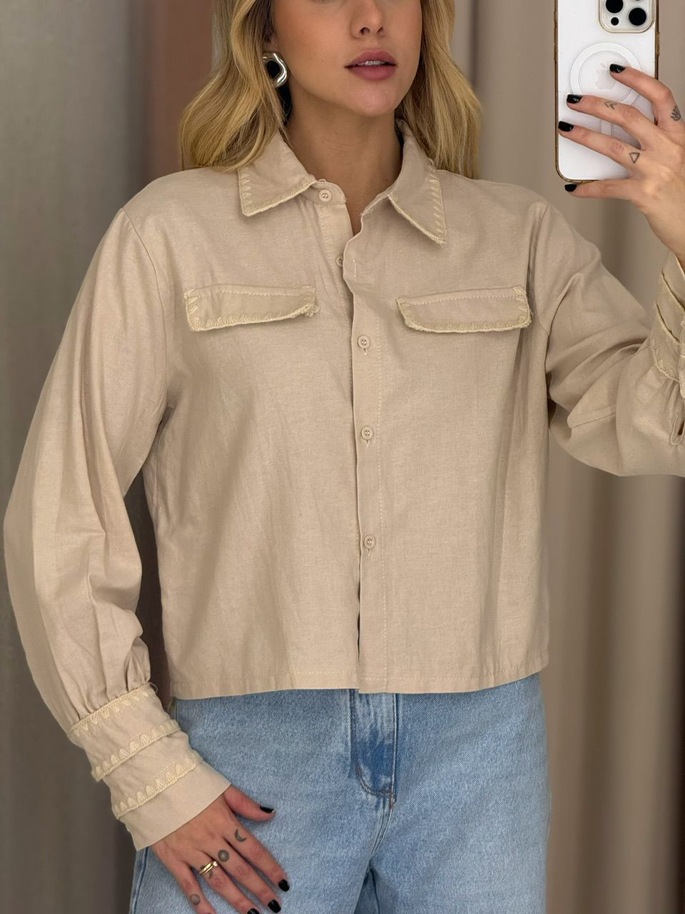 CAMISA ARIANE DETALHE NUDE
