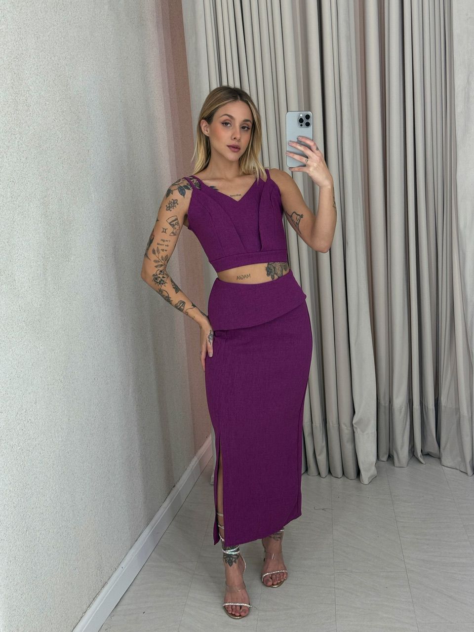 CONJUNTO MIRELA SAIA FUCSIA - 0054370120 - CAROLLA FERRARO