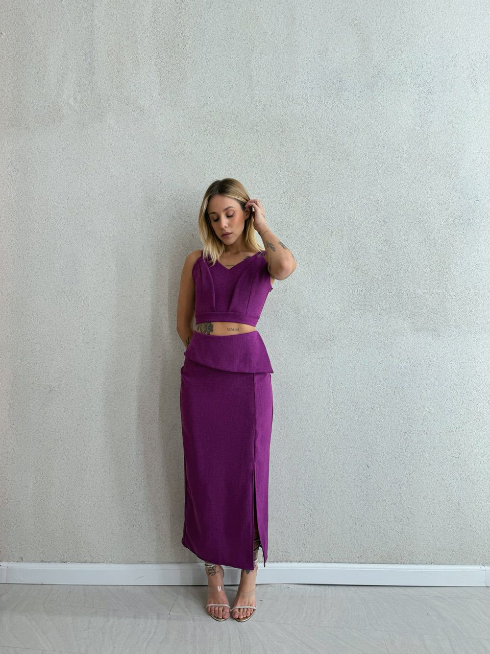 CONJUNTO MIRELA SAIA FUCSIA