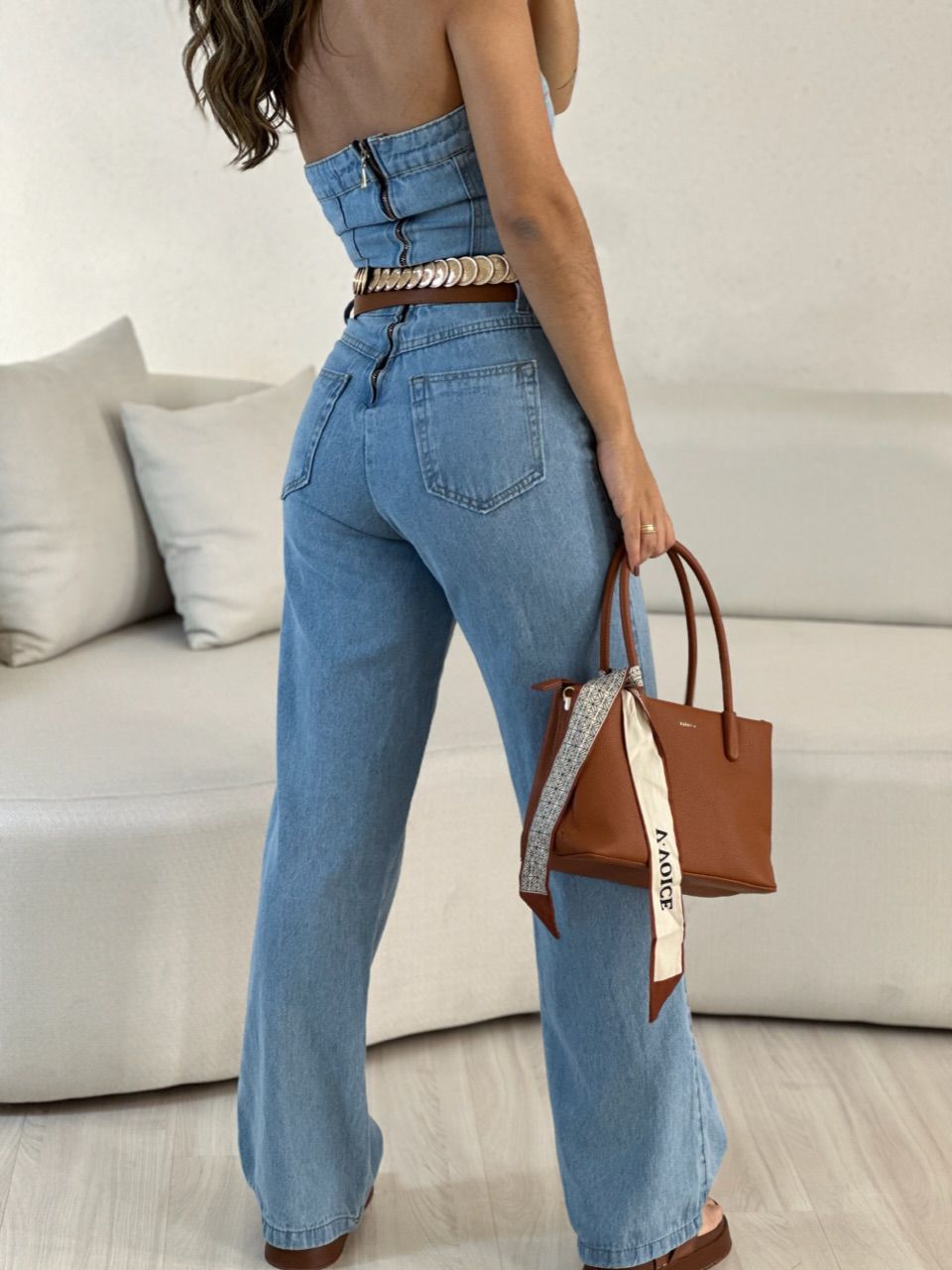 MACACÃO RAQUEL JEANS CLARO