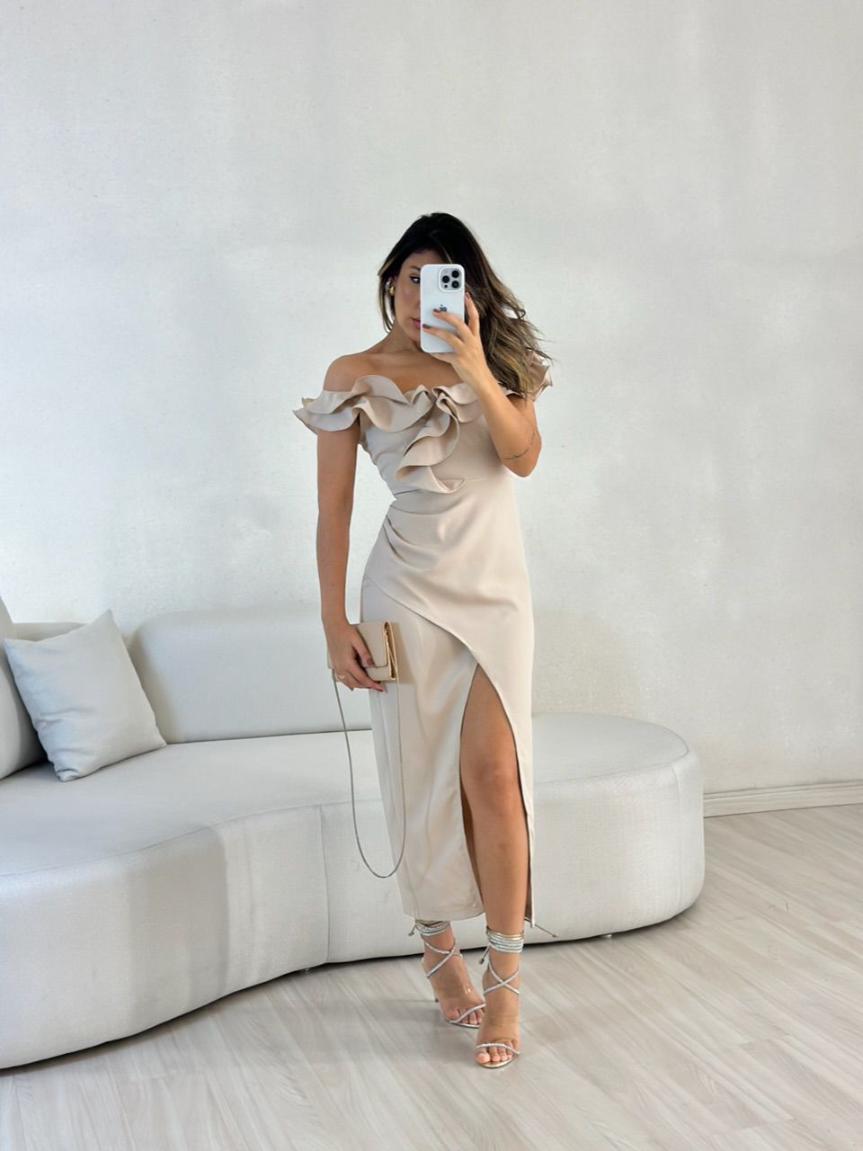 VESTIDO MAVI BABADOS NUDE - 0054390049 - CAROLLA FERRARO
