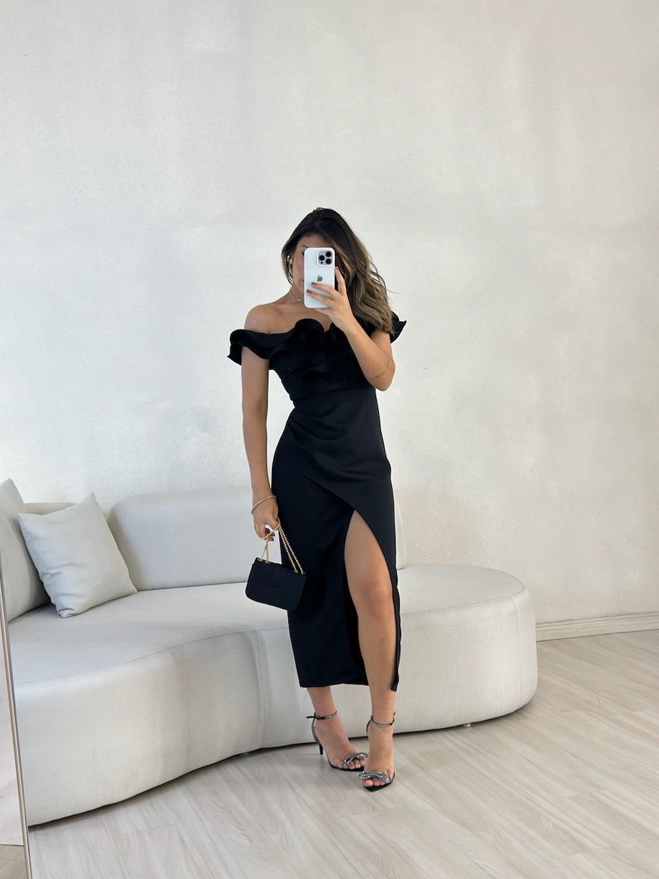 VESTIDO MAVI BABADOS PRETO