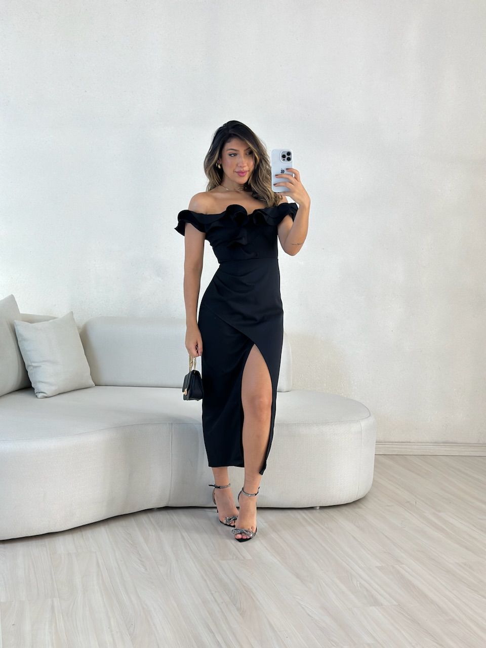 VESTIDO MAVI BABADOS PRETO - 0054390032 - CAROLLA FERRARO