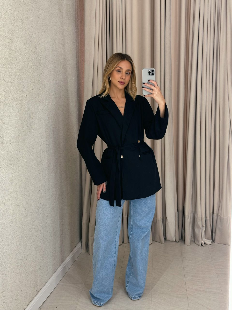 BLAZER MARIA CLARA FAIXA PRETO