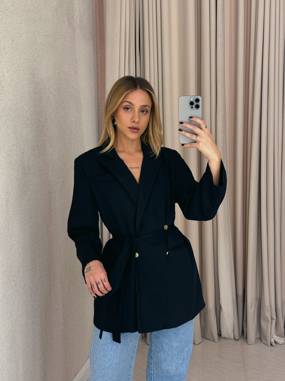 BLAZER MARIA CLARA FAIXA PRETO