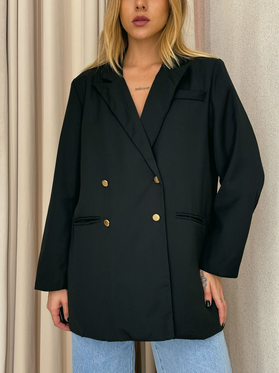 BLAZER MARIA CLARA FAIXA PRETO