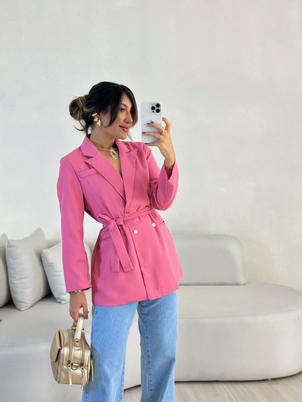 BLAZER MARIA CLARA FAIXA PINK - 0055480037 - CAROLLA FERRARO