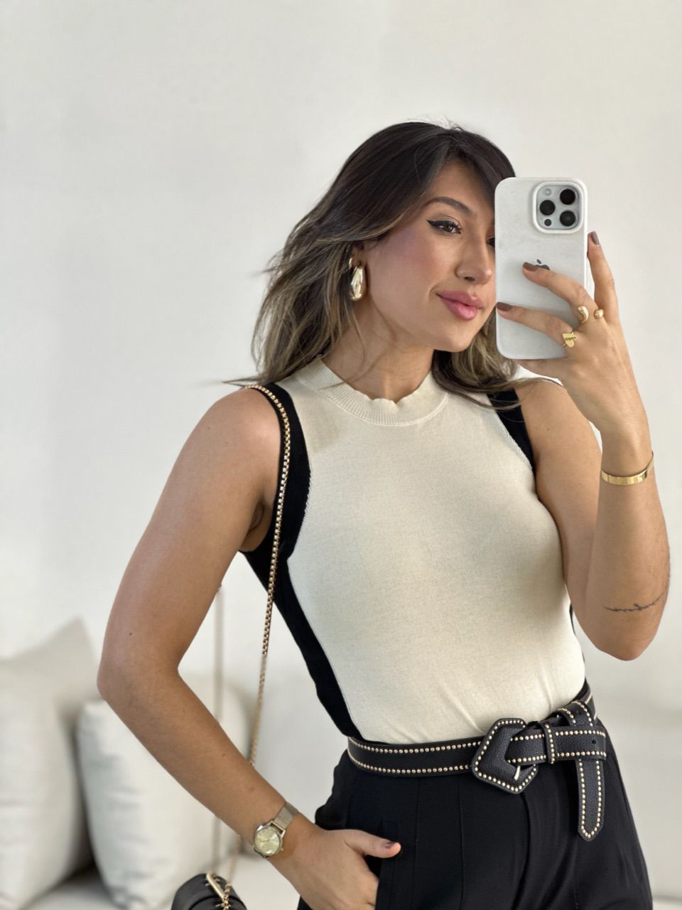 BLUSA JULIA CAVADA MARFIM - 0055510056 - CAROLLA FERRARO