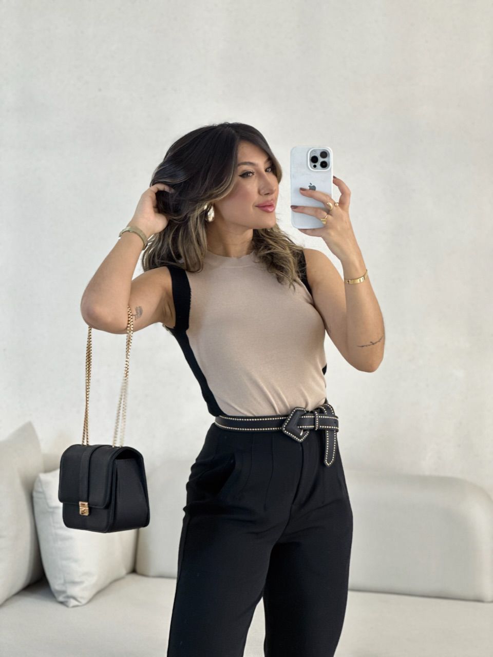BLUSA JULIA CAVADA NUDE - 0055510049 - CAROLLA FERRARO