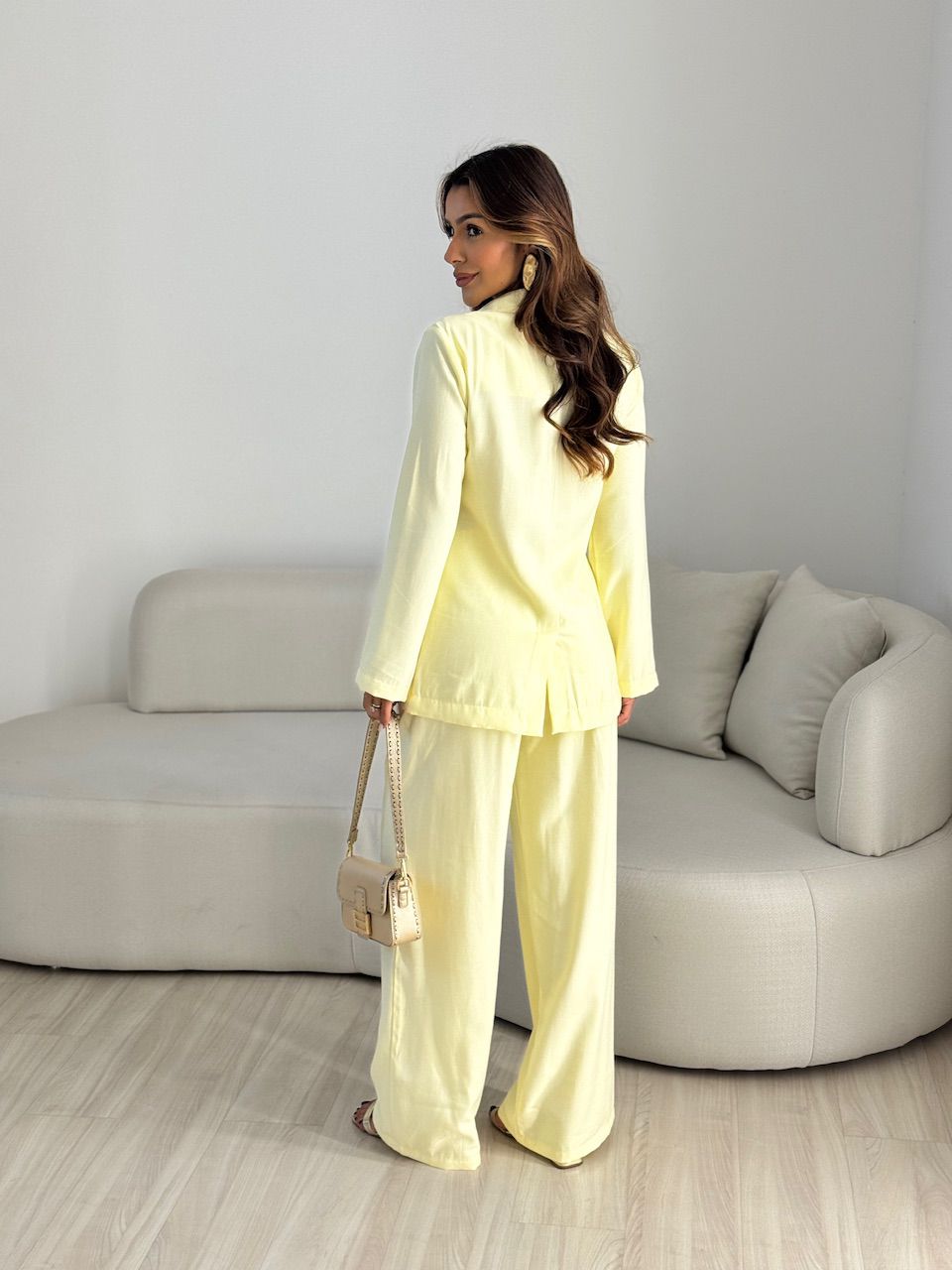 CONJUNTO SOLANGE BLAZER AMARELO CLARO