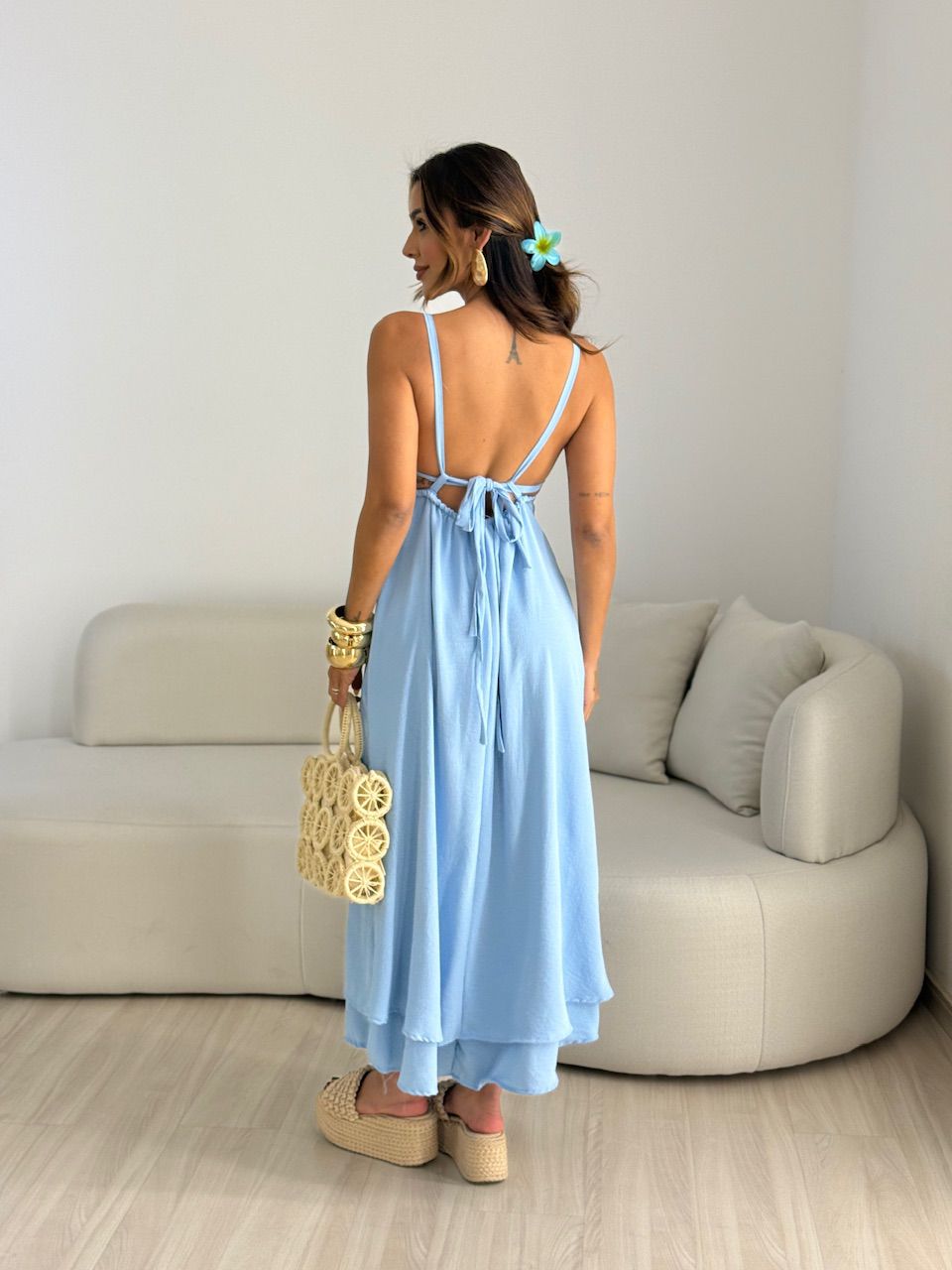 VESTIDO PENELOPE AMARRAÇÃO AZUL