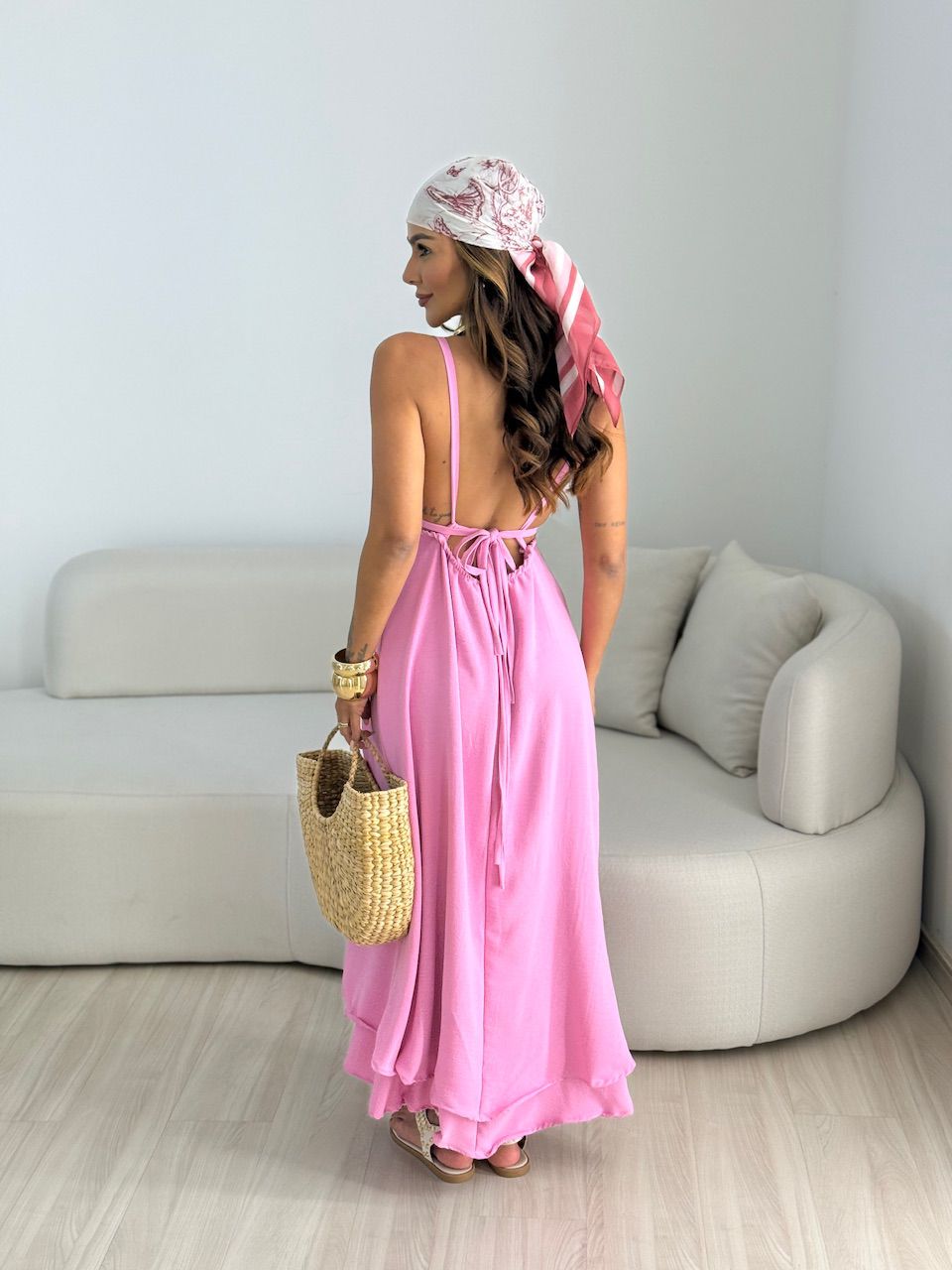 VESTIDO PENELOPE AMARRAÇÃO ROSA