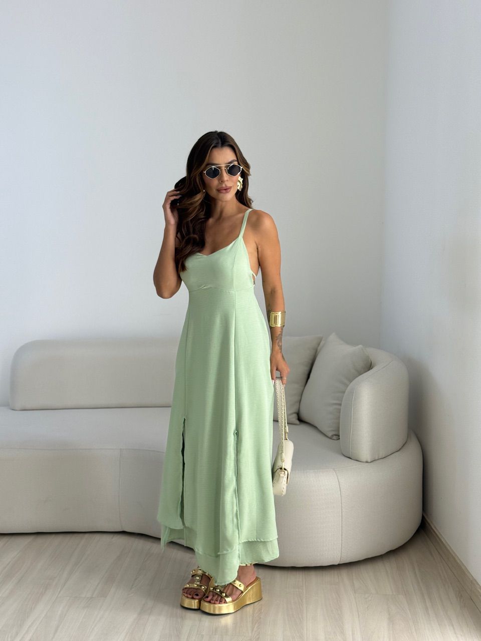 VESTIDO PENELOPE AMARRAÇÃO VERDE - 0067870014 - CAROLLA FERRARO