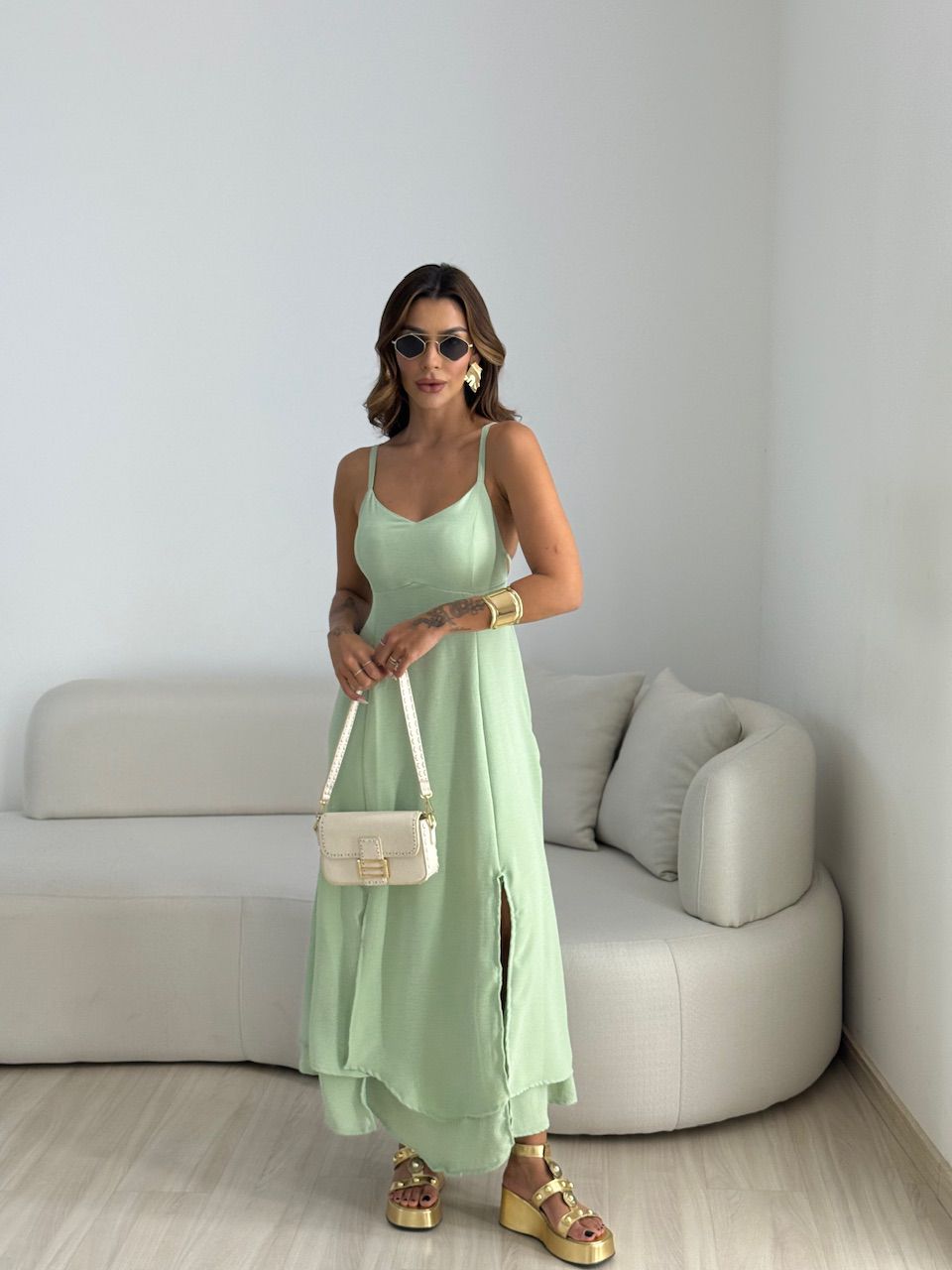VESTIDO PENELOPE AMARRAÇÃO VERDE