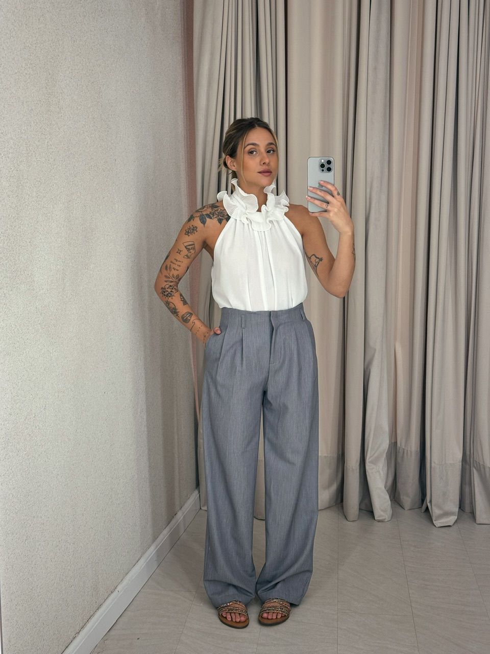 CALÇA FABIANA CINZA - 0056350091 - CAROLLA FERRARO