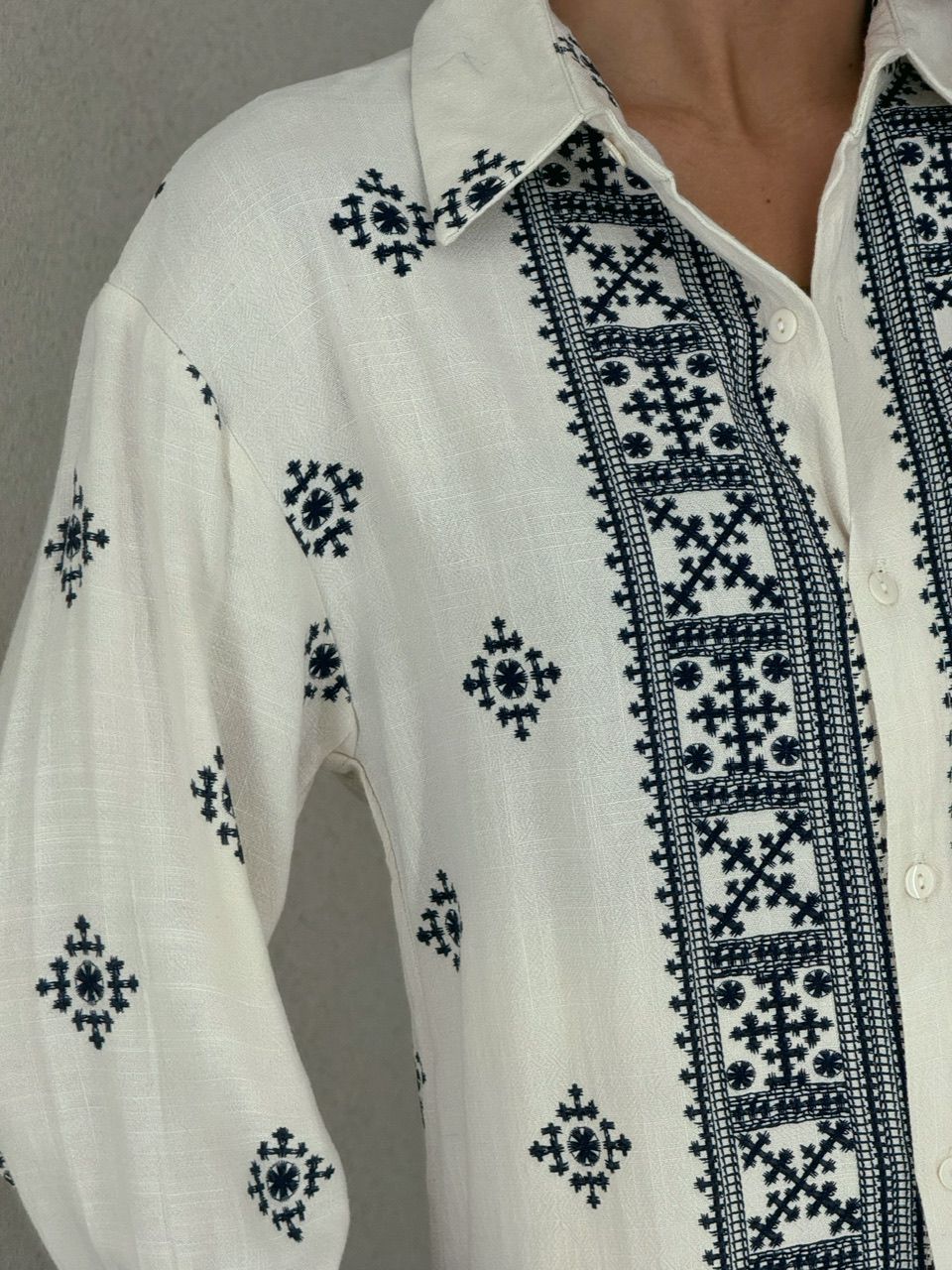 CAMISA ÉTNICA LINHO azul