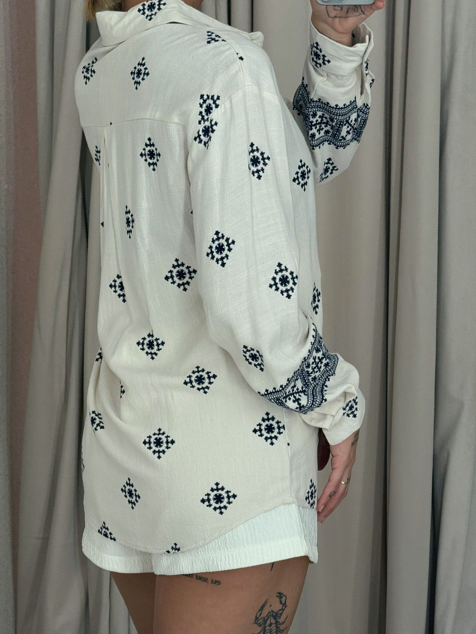 CAMISA ÉTNICA LINHO azul