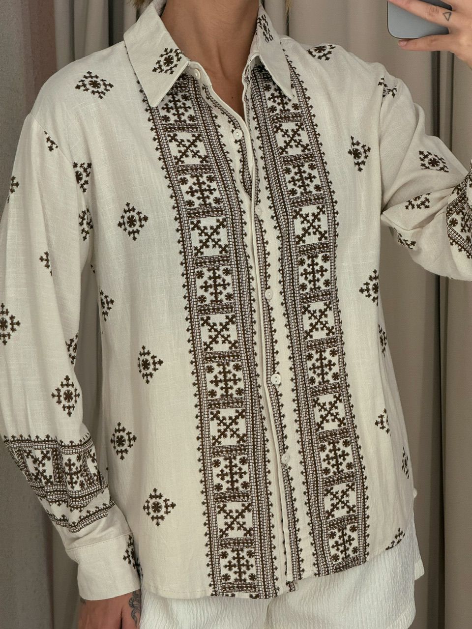 CAMISA ÉTNICA LINHO Marrom