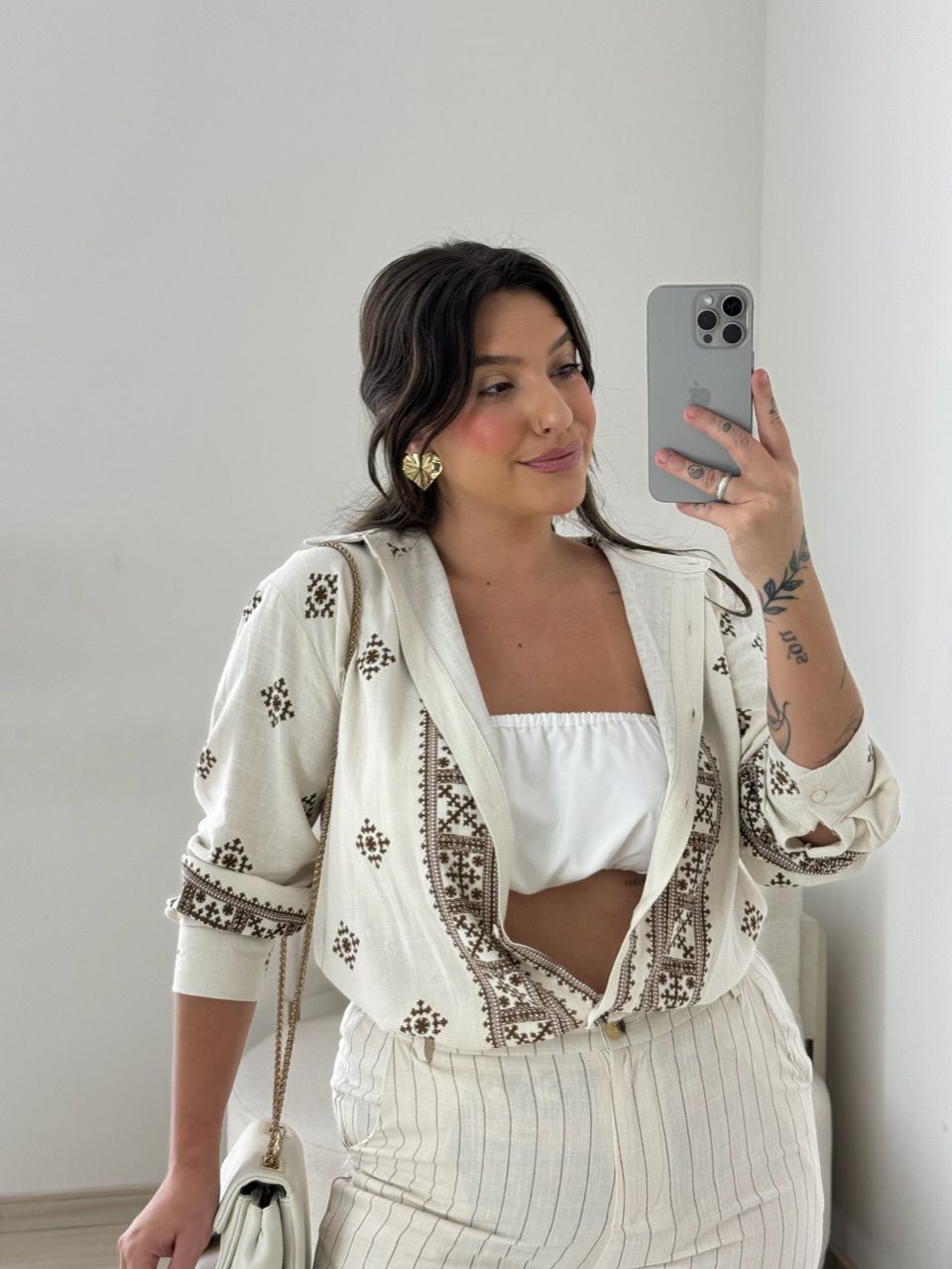 CAMISA ÉTNICA LINHO Marrom