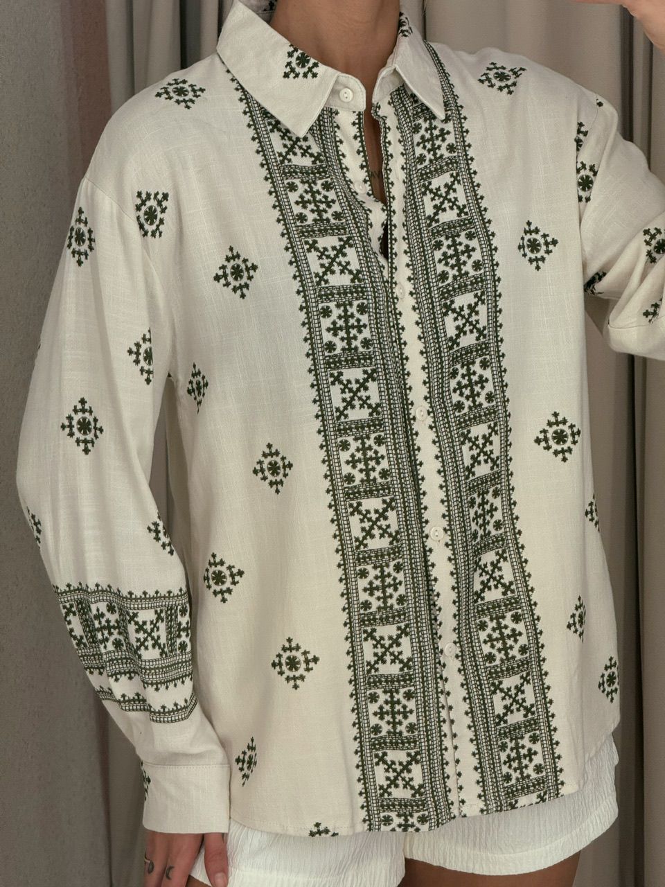 CAMISA ÉTNICA LINHO verde