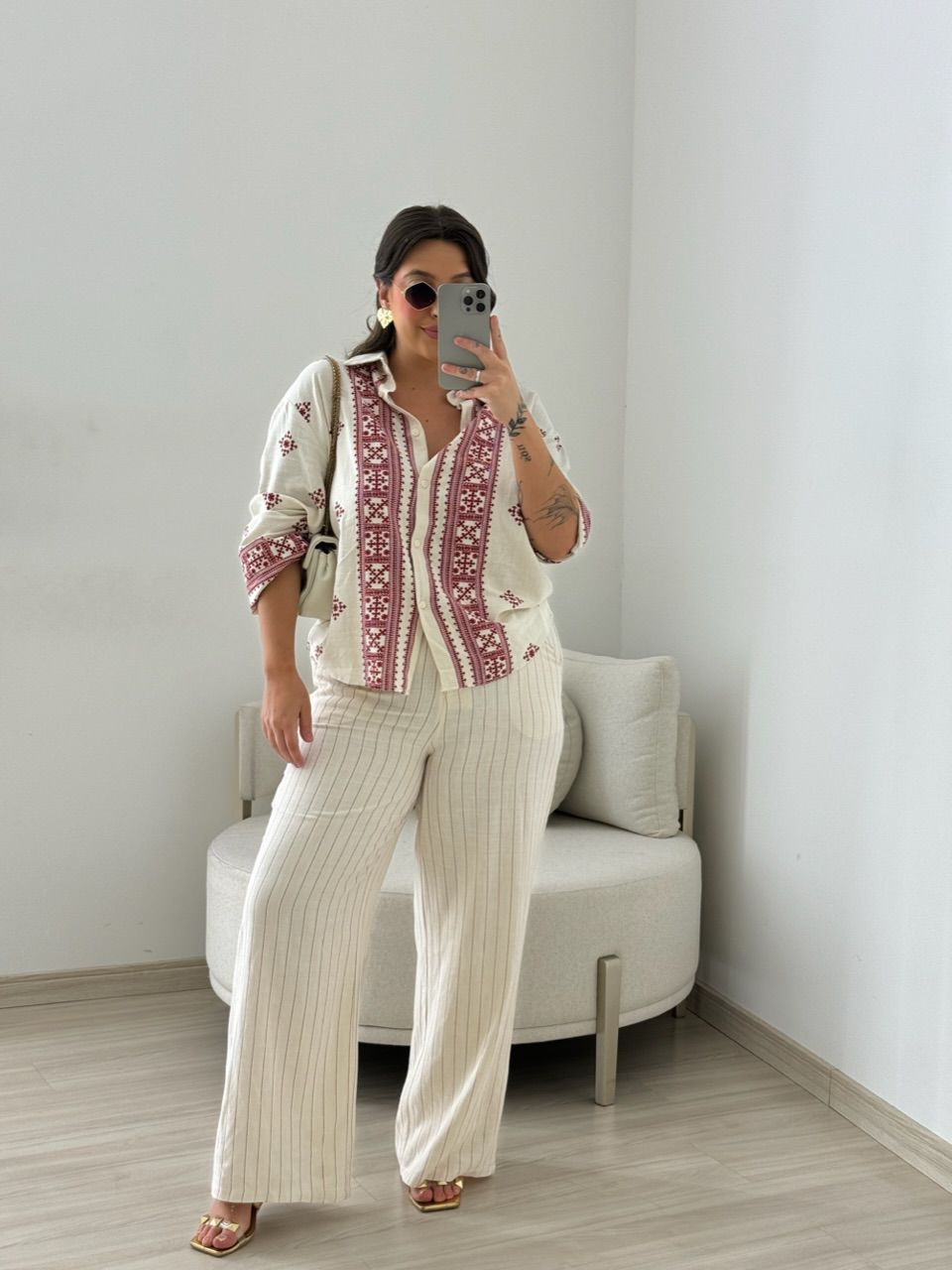 CAMISA ÉTNICA LINHO vermelha