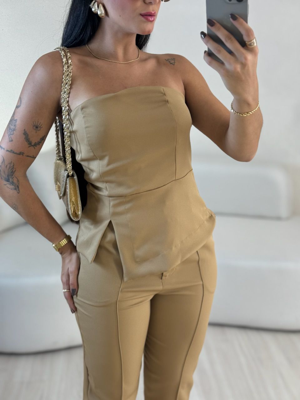 CONJUNTO LANA TOMARA QUE CAIA CAPUCCINO 