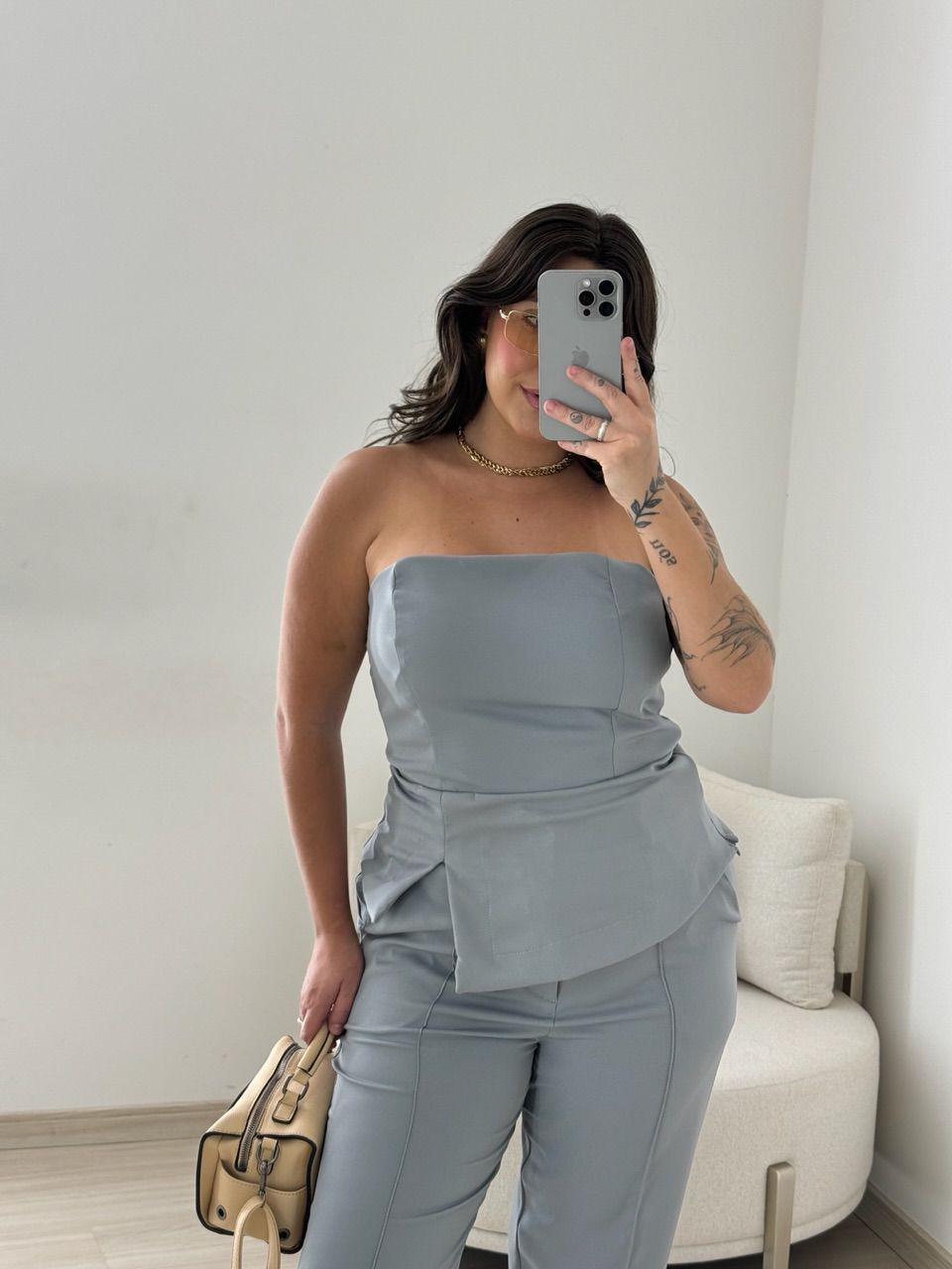 CONJUNTO LANA TOMARA QUE CAIA CINZA