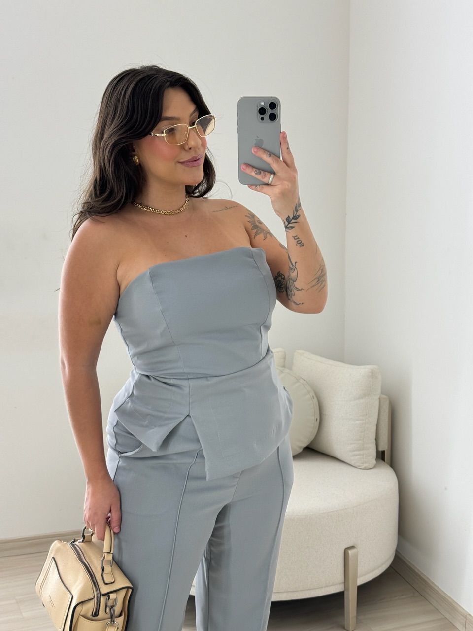 CONJUNTO LANA TOMARA QUE CAIA CINZA